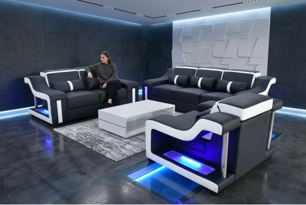 Sofa set 3+2+1 seater set design sofa upholstered couches illuminated couch