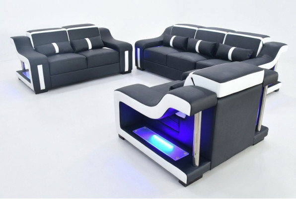 Sofa set 3+2+1 seater set design sofa upholstered couches illuminated couch