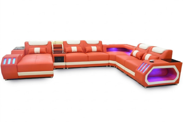 Corner sofa U-shaped orange living area couch upholstery corner settee sofa modern