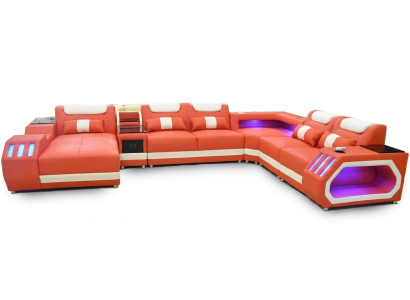 Corner sofa U-shaped orange living area couch upholstery corner settee sofa modern