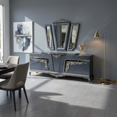 Sideboard Modern Dresser Cabinet with 3 Mirror Storage Baroque