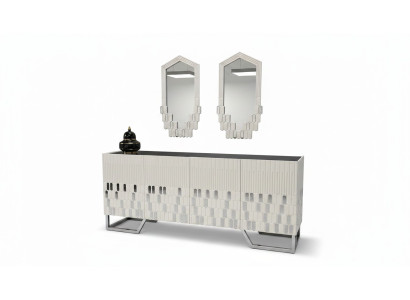 Sideboard 2x Spiegel Esszimmer Design Luxus Möbel Konsole Beige Kommode