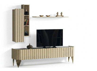 Modern Set 3 tlg Wohnzimmer Möbel Designer tv Ständer Regal Wandschrank