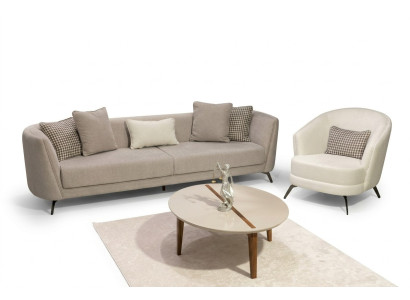 Weiß-Braune Esszimmergarnitur Robuster Esstisch Designer 4x Lehnstühle