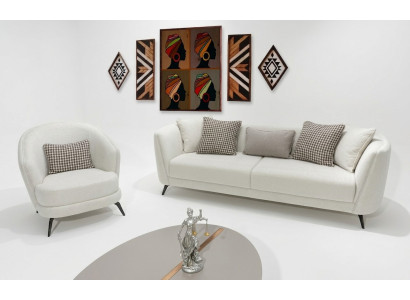 Moderne Beige Sofagarnitur 3+1 Sitzer Wohnzimmer Möbel Luxus Set Sofa Couch