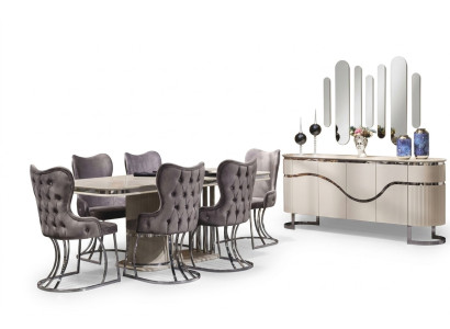 Design Esszimmer Gruppe Tisch Stühle Holztisch Esszimmer Set 9tlg.
