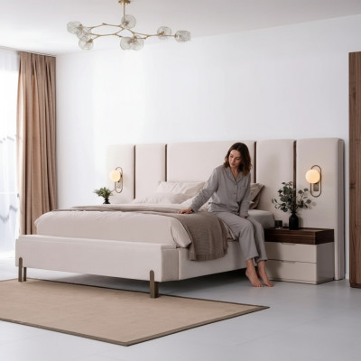 Perfect and luxurious bedroom furniture set with bed, bench, and 2 nightstands 3 pieces