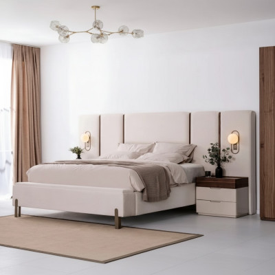 Perfect and luxurious bedroom furniture set with bed, bench, and 2 nightstands 3 pieces