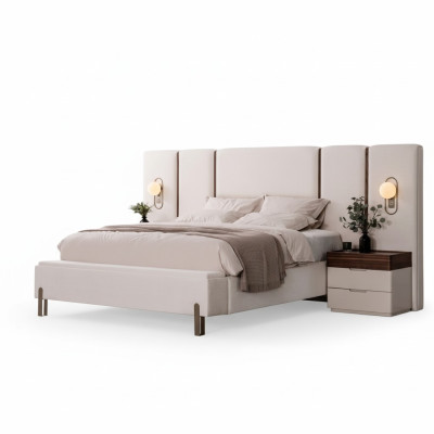 Perfect and luxurious bedroom furniture set with bed, bench, and 2 nightstands 3 pieces