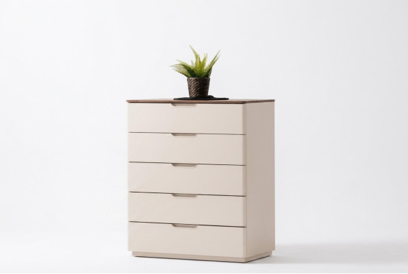 Elegant modern beige wooden chest of drawers