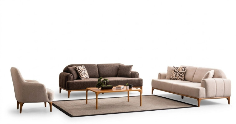 Modern beige sofa set 3+3+1 seater living room furniture luxury set sofa