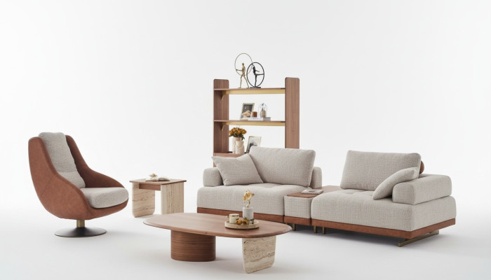 Modern sofa set 3+1 seater beige design set living room sofa couch