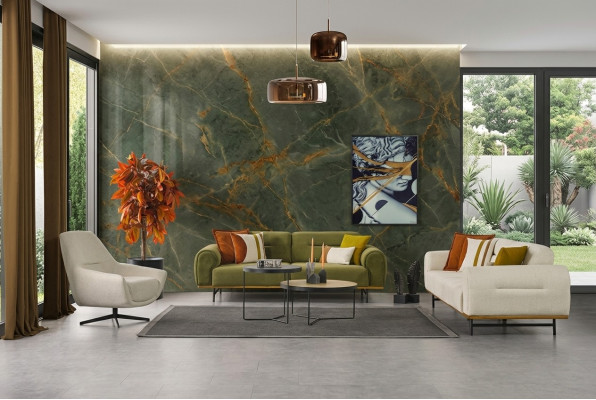 Designer living room set of 2 pieces. Luxury furniture beige color modern novelty