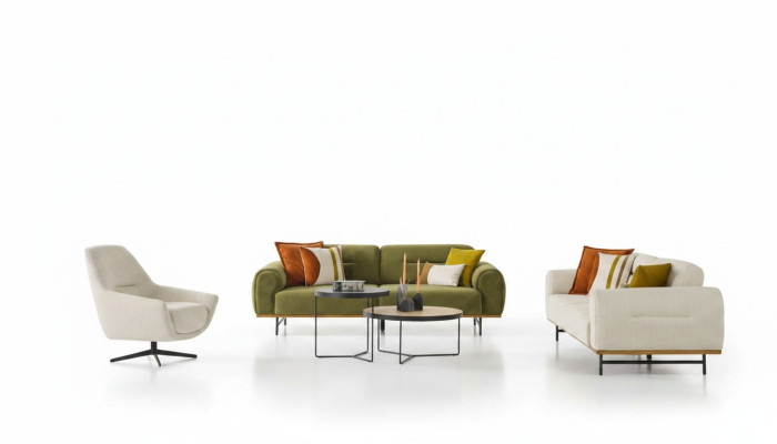 Designer living room set of 2 pieces. Luxury furniture beige color modern novelty