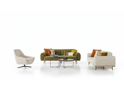 Designer living room set of 2 pieces. Luxury furniture beige color modern novelty