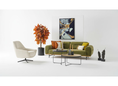 Modern sofa set 3 + 1 seater green couches design living room set 2-piece