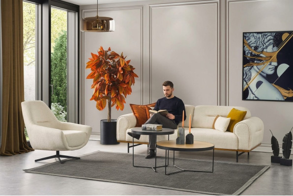 Sofa set 3 + 1 seater furniture set design beige modern 2-piece couches