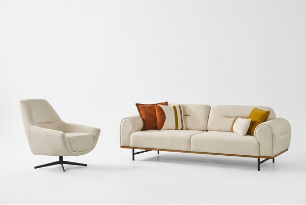 Sofa set 3 + 1 seater furniture set design beige modern 2-piece couches