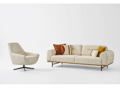 Sofa set 3 + 1 seater furniture set design beige modern 2-piece couches