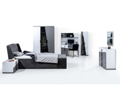 Graues Kinderzimmer Set Designer Schrank Bett Schreibtisch Kommode 7tlg