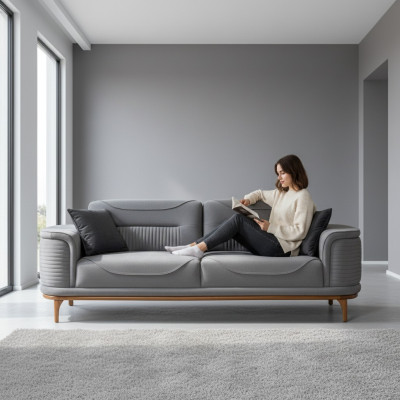 Modern gray sofa high-quality textile for a living room new