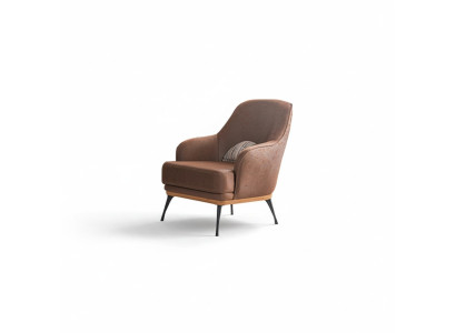 Cozy designer armchair made of brown fabric for the living room new