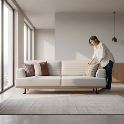 Contemporary luxury sofa with gray upholstery for the living room