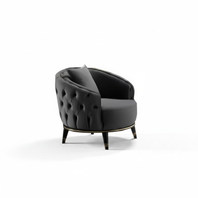 Round Chesterfield table in gray for the living room