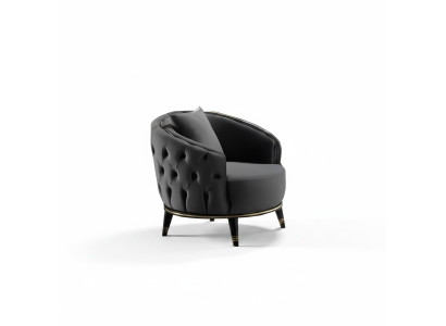 Round Chesterfield table in gray for the living room
