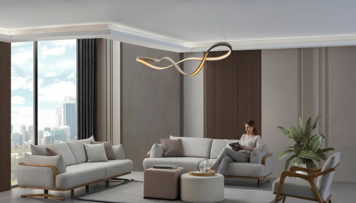 Furniture Living Room Light Color Set 2x 3-Seater Sofas and Armchair 3-piece.