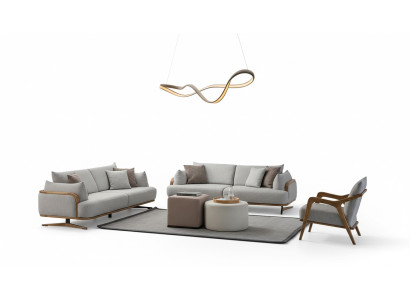 Furniture Living Room Light Color Set 2x 3-Seater Sofas and Armchair 3-piece.