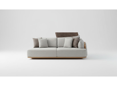 Luxurious 3-seater sofa, light color, modern furniture in living room