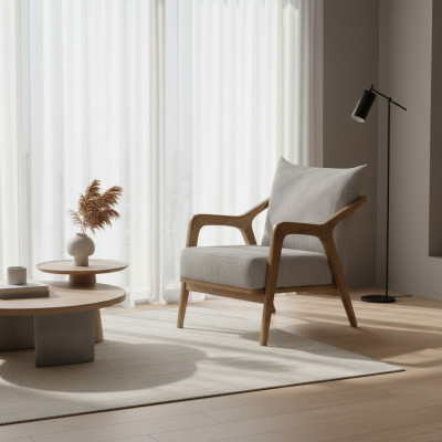 Armchair Modern Design Living Room Furniture Light Gray Color Luxury Style