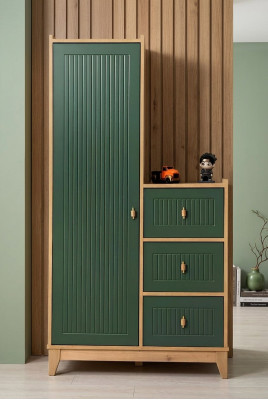 Stylish green wardrobe wooden furniture for children's room novelty