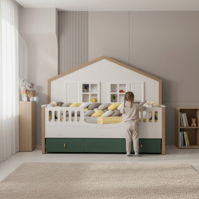 Bed frame children's bed 200 cm bed children's room bed frames light wood