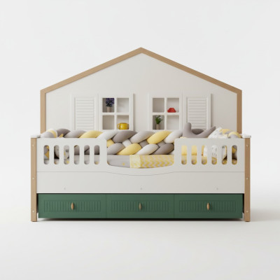 Bed frame children's bed 200 cm bed children's room bed frames light wood