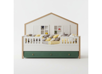 Bed frame children's bed 200 cm bed children's room bed frames light wood