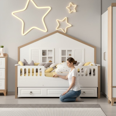 Perfect children's room bed frame children's room furniture light wood novelty