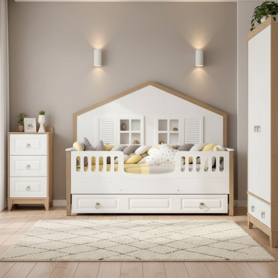 Perfect children's room bed frame children's room furniture light wood novelty