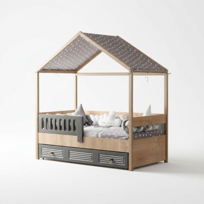 Kids' bed frame 200 cm wooden bed children's room bed frames gray