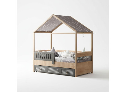 Kids' bed frame 200 cm wooden bed children's room bed frames gray