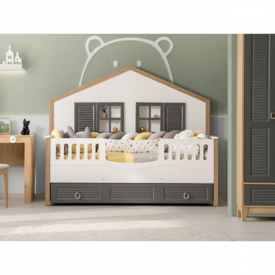 Bed Frame Perfect Children's Bed Kids' Room Bed Frames Gray Wood