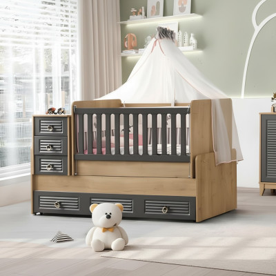Stylish children's bed luxurious wooden bed gray color exclusive furniture new