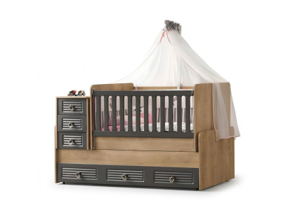 Stylish children's bed luxurious wooden bed gray color exclusive furniture new