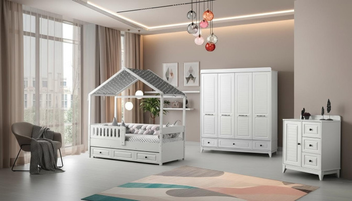 Modern complete youth room luxury children's room set 3-piece white color new