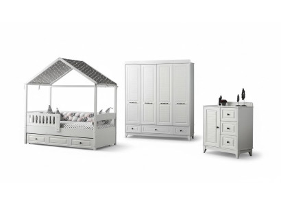 Modern complete youth room luxury children's room set 3-piece white color new