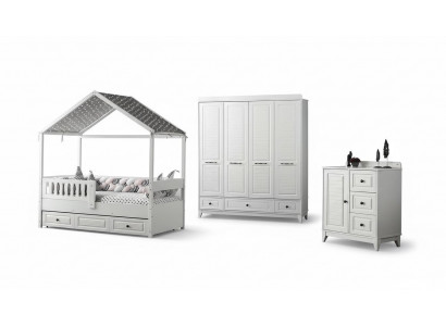 Modern complete youth room luxury children's room set 3-piece white color new