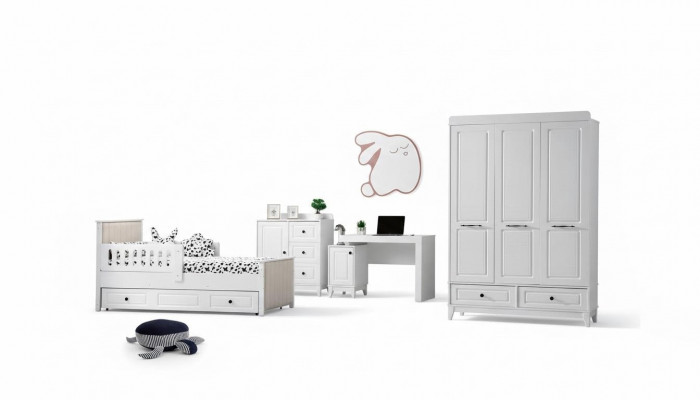 Modern complete youth room luxury children's room set 4-piece white color new