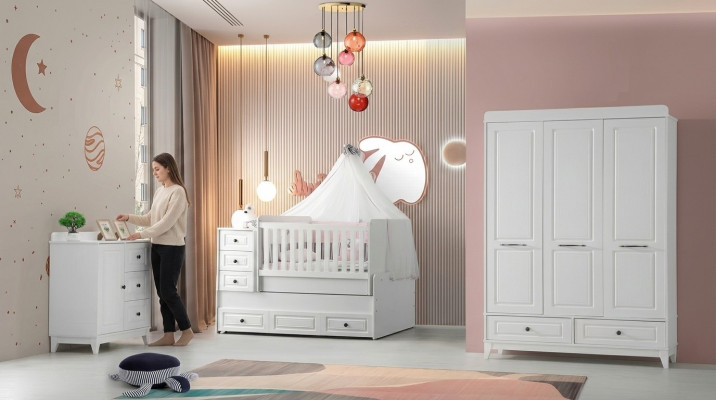 Modern children's bed complete youth room luxury children's room set 3-piece white