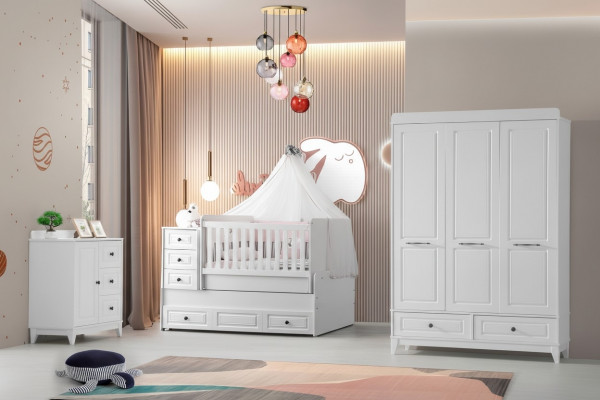 Modern children's bed complete youth room luxury children's room set 3-piece white